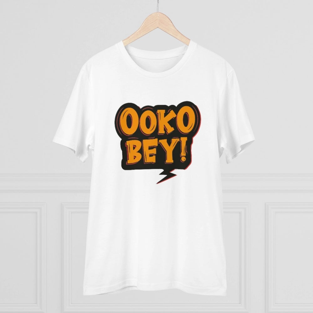 White PC Cotton Telugu Design Half Sleeve T-Shirt for Men, casual occasion