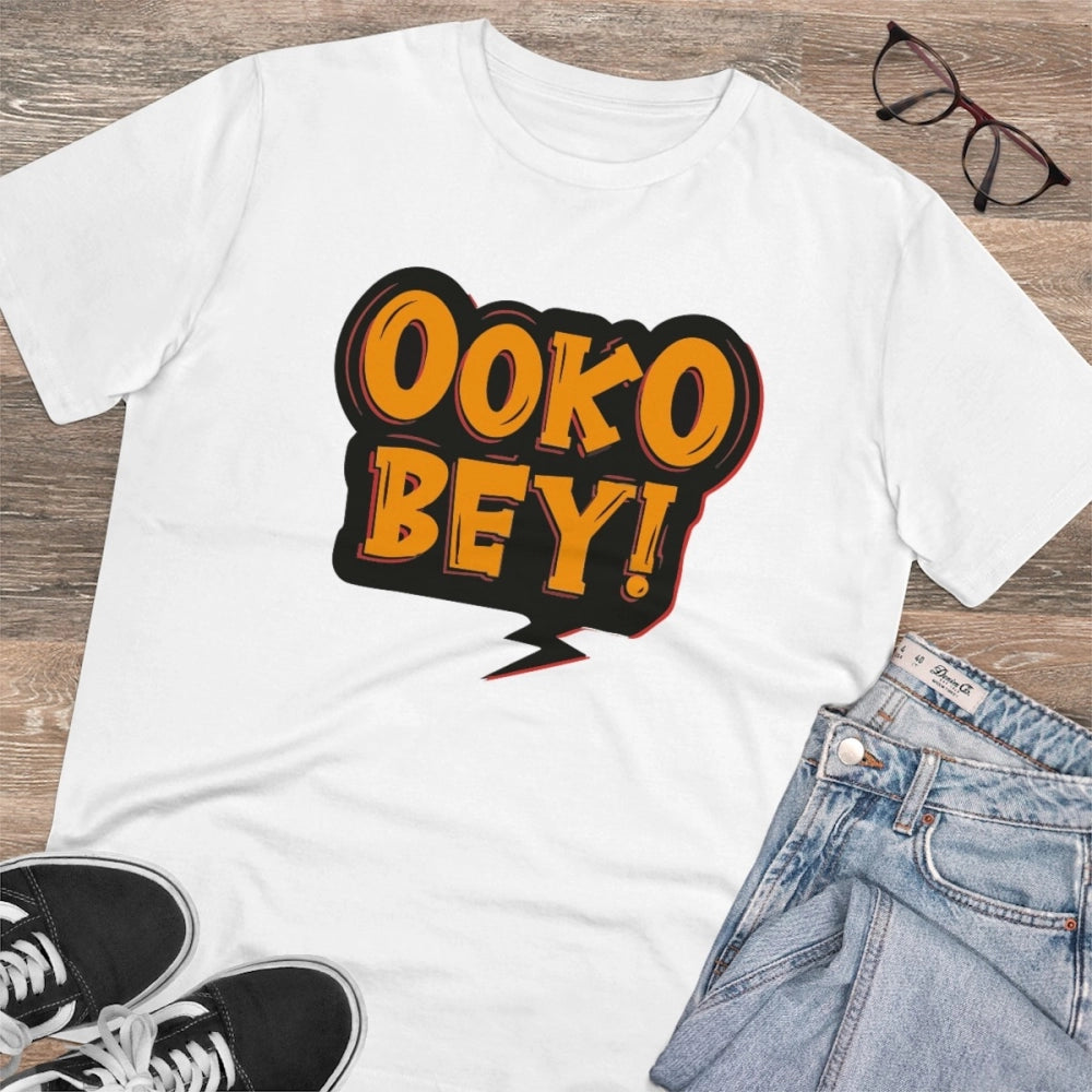 White PC Cotton Men's Telugu Design Half Sleeve T-Shirt (180GSM), casual wear for men