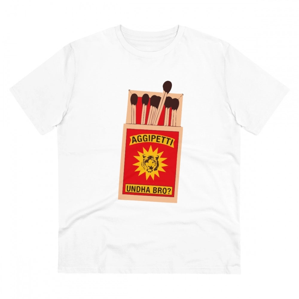 White PC Cotton Men's Telugu Design Half-Sleeve T-Shirt (180GSM) - casual wear