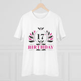 White PC cotton 17th birthday printed half-sleeve t-shirt for men (180GSM thread count)