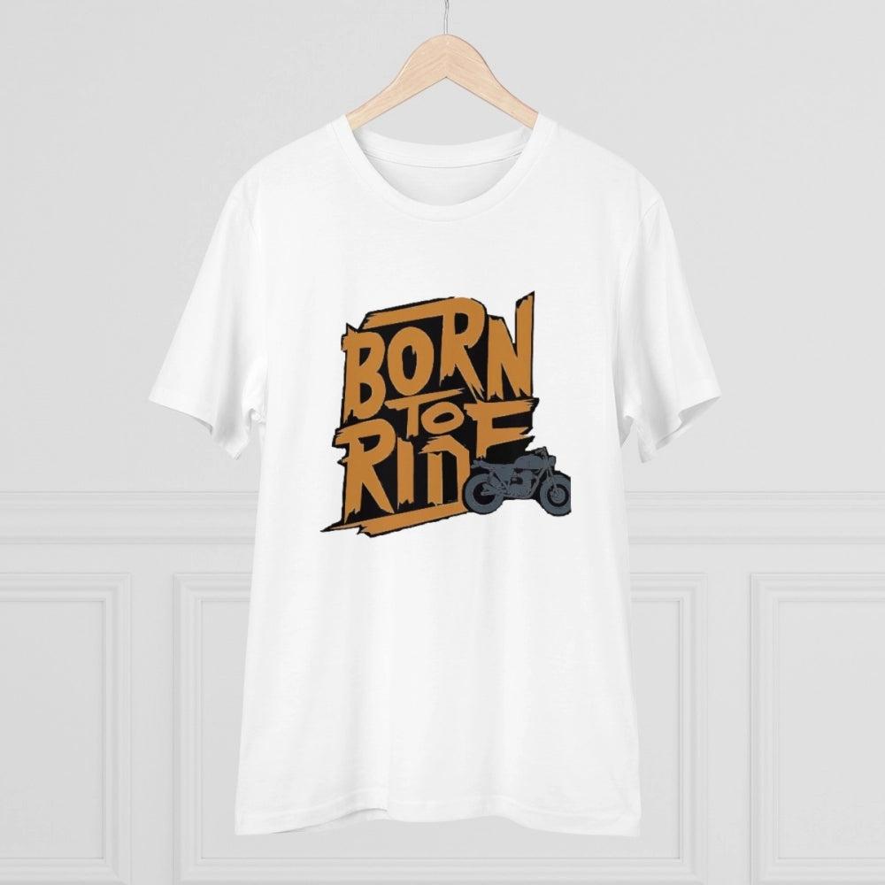 White PC Cotton Explore The Unseen Printed Men's T-Shirt (180GSM), casual wear with half sleeves and round neck