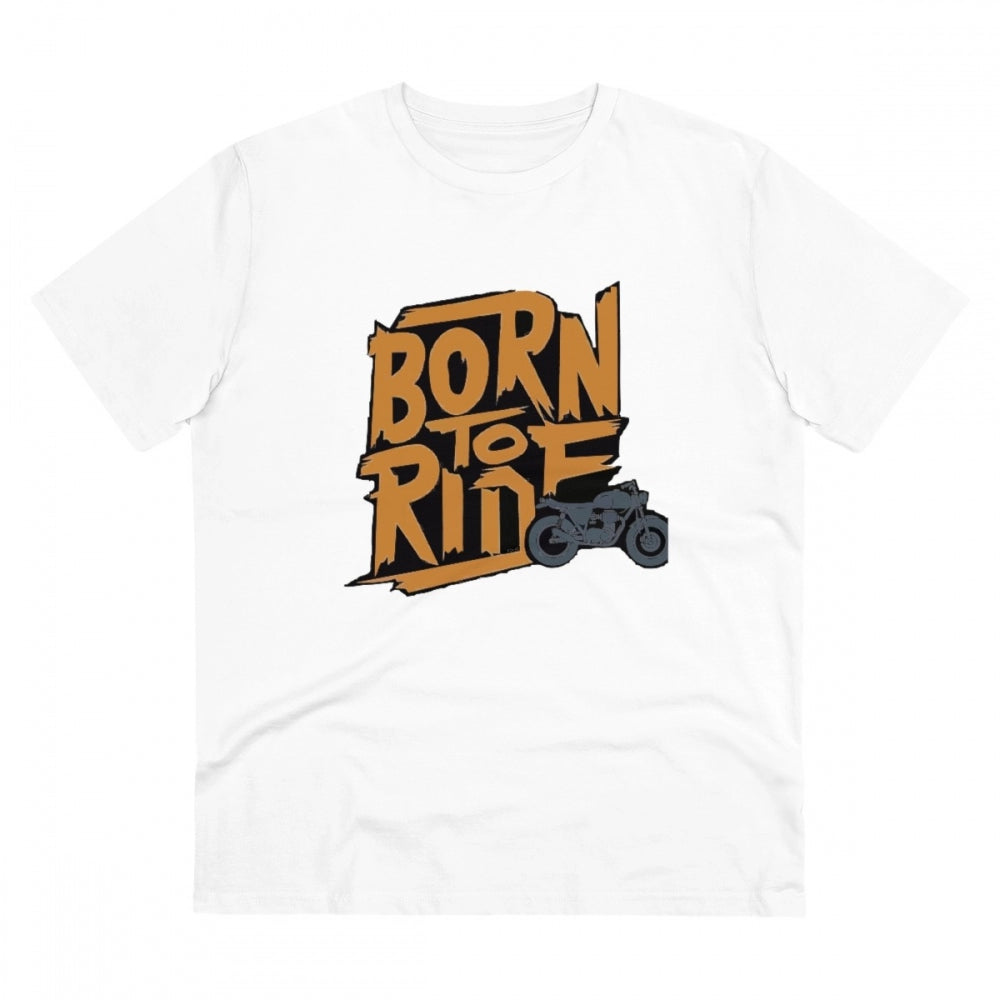 White PC Cotton Explore The Unseen printed men's half sleeve t-shirt, 180GSM thread count