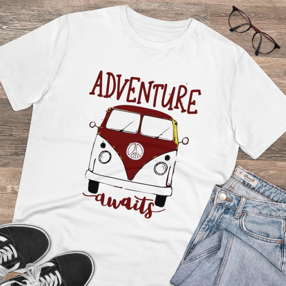 White PC Cotton Explore The Unseen printed men's T-shirt (180GSM), perfect for casual occasions