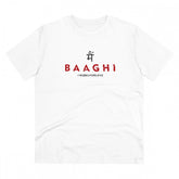 White PC Cotton Me Bhaghi Printed Men's Half Sleeve T-Shirt (180GSM) - casual wear, round neck design