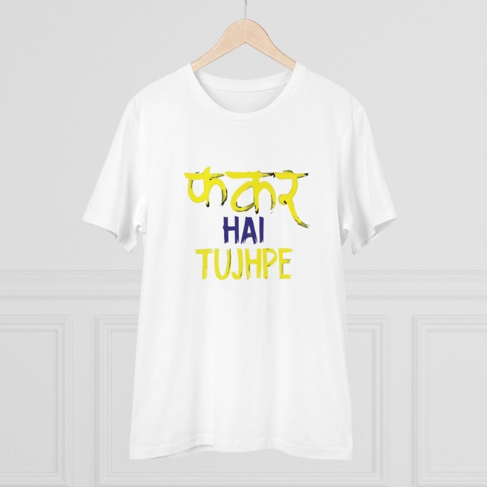 White PC Cotton Phakar Hai Tuhjpe Printed Men's T-Shirt (180GSM), half sleeve, round neck style for casual occasions