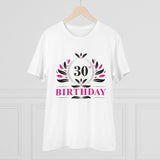 White PC cotton 30th birthday printed men's t-shirt with half sleeves, round neck, 180GSM thread count