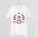 White PC Cotton Men's 26th Birthday Printed Half Sleeve T-Shirt (180GSM), casual occasion wear on mannequin