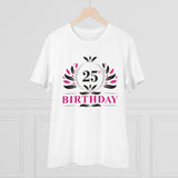 White PC Cotton Men's 25th Birthday Printed Half Sleeve T-Shirt (180GSM) - casual occasion wear