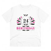 White PC Cotton Men's 24th Birthday Printed Half Sleeve T-Shirt (180GSM) - perfect for casual occasions