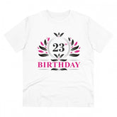 White PC Cotton men's 23rd birthday printed half-sleeve t-shirt (round neck), casual occasion