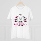 White PC Cotton Men's 38th Birthday Printed Half Sleeve T-Shirt, round neck design for casual occasions