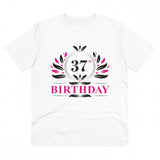 White PC Cotton Men's 37th Birthday Printed Half Sleeve T-Shirt (180GSM) for casual occasions