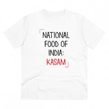 White PC Cotton India Kasam Printed Men's T-Shirt (180GSM), half sleeve round neck casual wear
