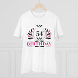 White PC Cotton 54th Birthday Printed T-Shirt (Half Sleeve, Round Neck), Men's casual wear on display
