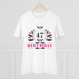 White PC Cotton 47th Birthday Printed T-Shirt for Men, half sleeve round neck design with 180GSM thread count