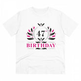 White PC Cotton Men's 47th Birthday Printed Half-Sleeve T-Shirt with Round Neck, 180GSM thread count