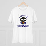 White PC Cotton "I Survived Coronavirus" T-Shirt (Half Sleeve, Round Neck)