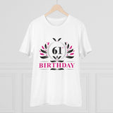 White PC Cotton 61st Birthday Printed T-Shirt for Men, half sleeve round neck, 180GSM
