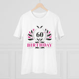 White PC Cotton 60th Birthday Printed T-Shirt for Men, half sleeve round neck design (180GSM)