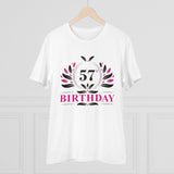 White PC Cotton 57th Birthday Printed Men's T-shirt (Half Sleeve, Round Neck, 180GSM)
