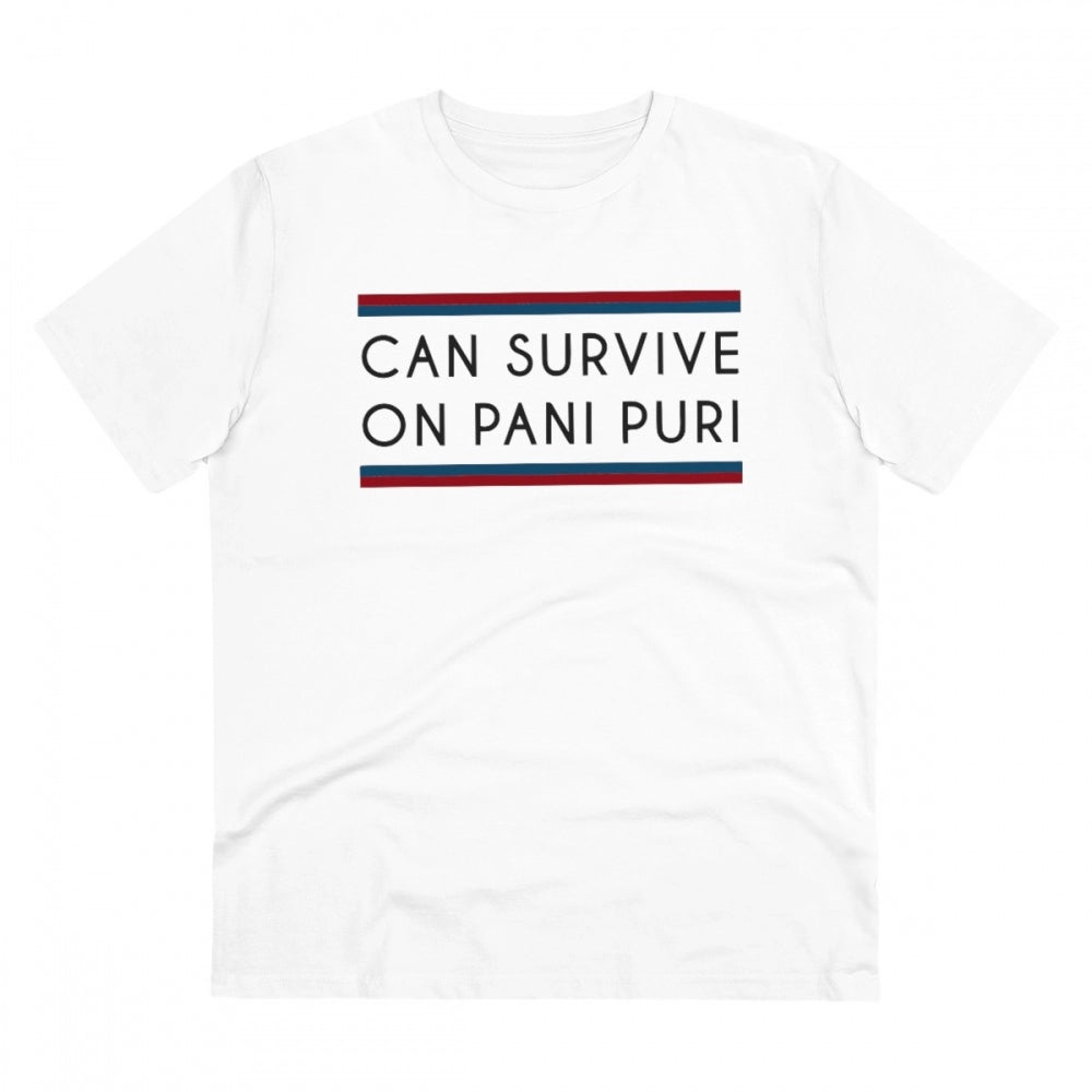 White PC Cotton men's quote-printed half sleeve t-shirt (180GSM) on hanger