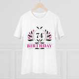 Men's white 180GSM PC Cotton 74th Birthday printed half-sleeve T-shirt for casual occasions
