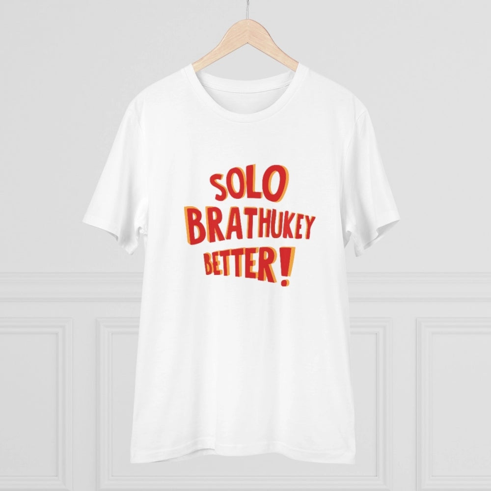 White PC Cotton Men's Telugu Design Half Sleeve T-Shirt (180GSM), casual wear on model