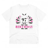 White PC Cotton 97th Birthday Printed Men's T-Shirt (180GSM), half sleeve round neck, casual occasion