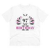 White PC Cotton 97th Birthday Printed Men's T-Shirt (180GSM), half sleeve round neck, casual occasion