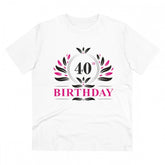 White PC Cotton 40th Birthday Printed T-Shirt, half sleeve, round neck for men's casual wear