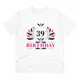 White PC Cotton Men's 39th Birthday Printed T-Shirt (Half Sleeve, Round Neck), 180GSM thread count for casual occasions