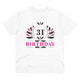 White PC Cotton Men's 31st Birthday Printed Half Sleeve T-Shirt, round neck, suitable for casual occasions