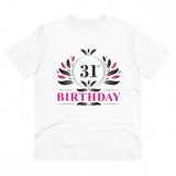 White PC Cotton Men's 31st Birthday Printed Half Sleeve T-Shirt, round neck, suitable for casual occasions