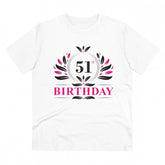 White PC Cotton Men's 51st Birthday Printed Half Sleeve T-Shirt, ideal for casual occasions