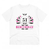 White PC Cotton Men's 51st Birthday Printed Half Sleeve T-Shirt, ideal for casual occasions
