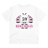 White PC Cotton Men's 59th Birthday Printed Half-Sleeve T-Shirt (180GSM), casual occasion wear
