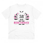 White PC Cotton 58th Birthday Printed Men's T-Shirt (Half Sleeve, Round Neck, 180GSM Thread Count) - Casual occasion