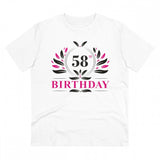 White PC Cotton 58th Birthday Printed Men's T-Shirt (Half Sleeve, Round Neck, 180GSM Thread Count) - Casual occasion