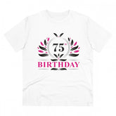 White PC Cotton 75th Birthday T-Shirt (Half Sleeve, Round Neck) - Men's Casual Wear