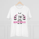 White PC Cotton 70th Birthday Printed T-Shirt (180GSM), half sleeve, round neck for men's casual wear