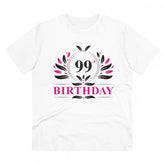 Men's white PC cotton 99th birthday printed half sleeve T-shirt, 180GSM thread count