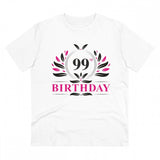 Men's white PC cotton 99th birthday printed half sleeve T-shirt, 180GSM thread count