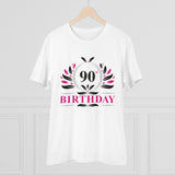 White PC cotton 90th birthday printed men's half-sleeve t-shirt, round neck, 180GSM thread count