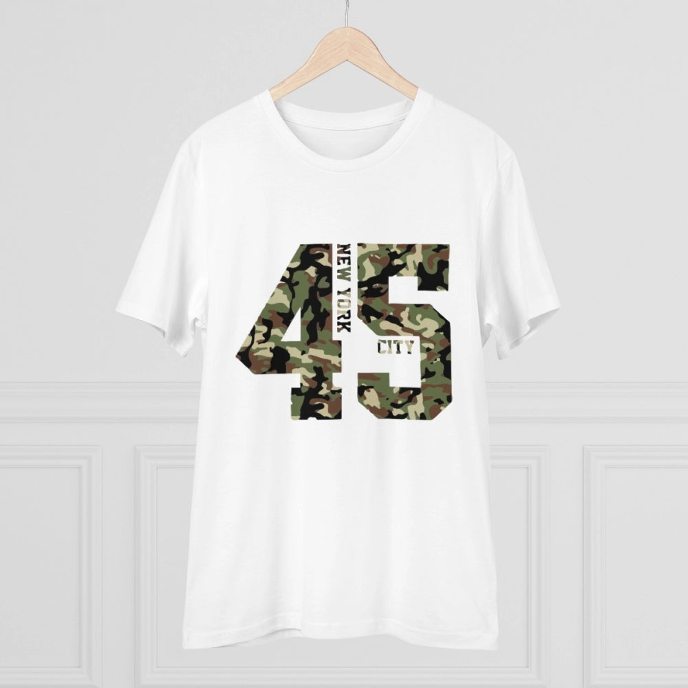 White PC Cotton Men's New York City Printed Half Sleeve T-Shirt (180GSM), casual wear with vibrant city design