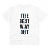 White PC cotton Men's The Best Way Out printed half sleeve t-shirt (180GSM), casual occasion wear