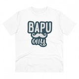 White PC Cotton Baapu Printed Men's Half Sleeve T-Shirt for Casual Wear