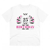 White PC Cotton Men's 25th Birthday Printed Half Sleeve T-Shirt (180GSM), casual occasion wear