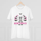 White PC Cotton 22nd Birthday T-shirt (180GSM), half sleeve round neck for men's casual wear