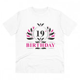 White PC Cotton 19th Birthday Printed Men's T-Shirt, half sleeve, round neck, 180GSM thread count
