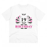 White PC Cotton 19th Birthday Printed Men's T-Shirt, half sleeve, round neck, 180GSM thread count